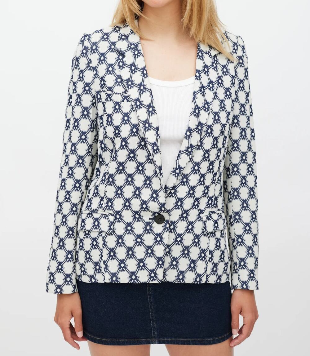 Isabel Marant Womens Malone Blazer FR 34 S Night Blue AOP Tile Print One Button